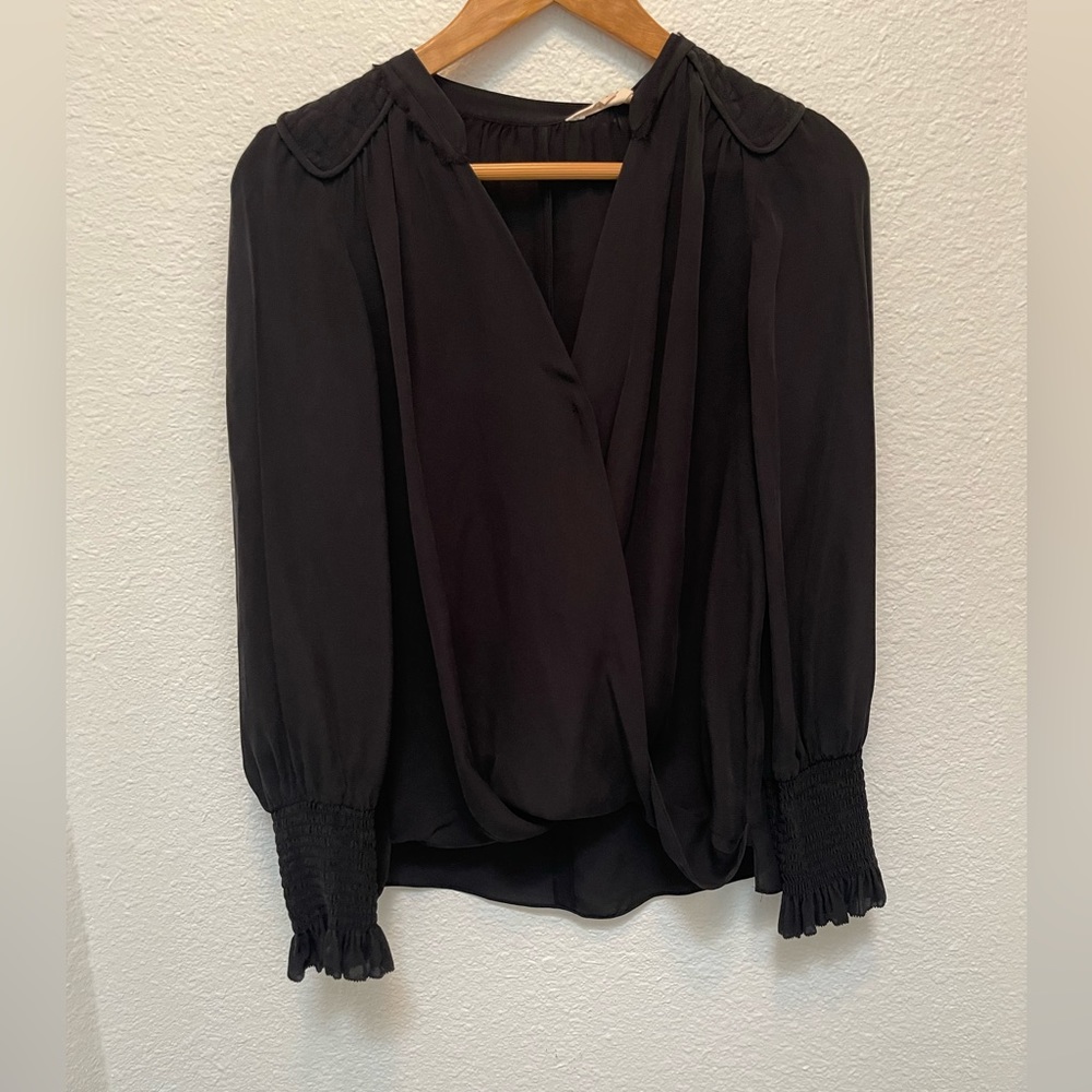Rebecca Taylor Silk Black Long Sleeve Top Size 4